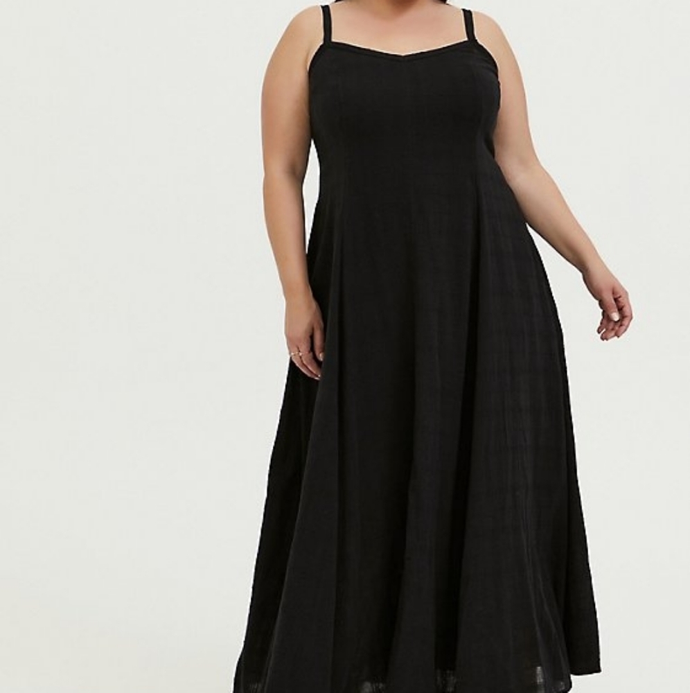 Torrid Black Textured Trapeze Maxi Dress
